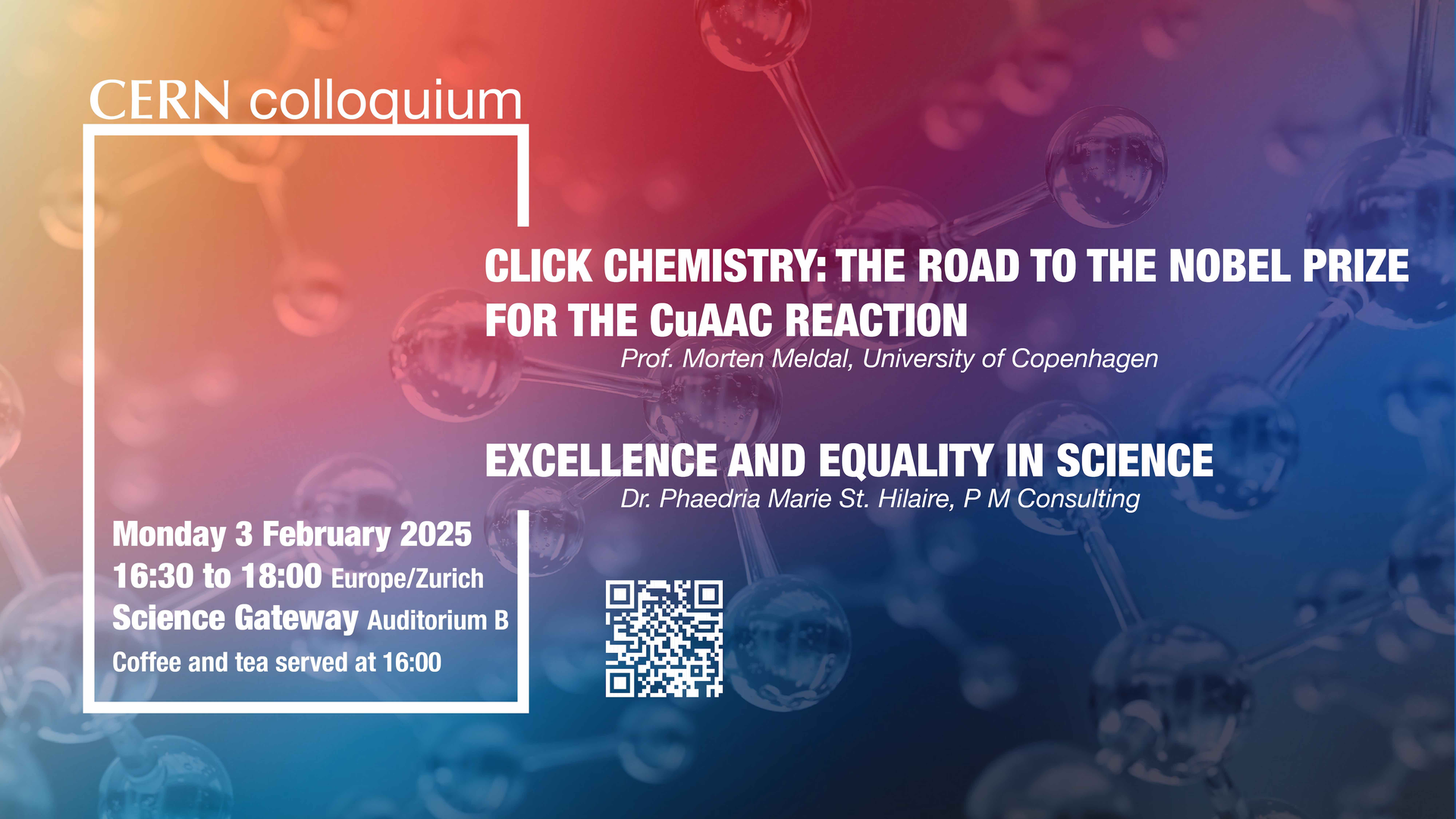 Click Chemistry, excellence and equality in science poster